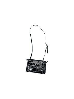 Black Croc-Embossed Crossbody Bag